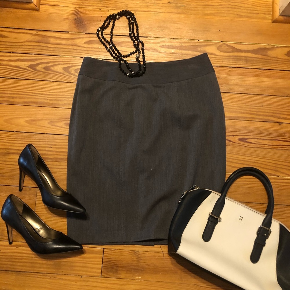 Charcoal Grey Professional Career Pencil Skirt